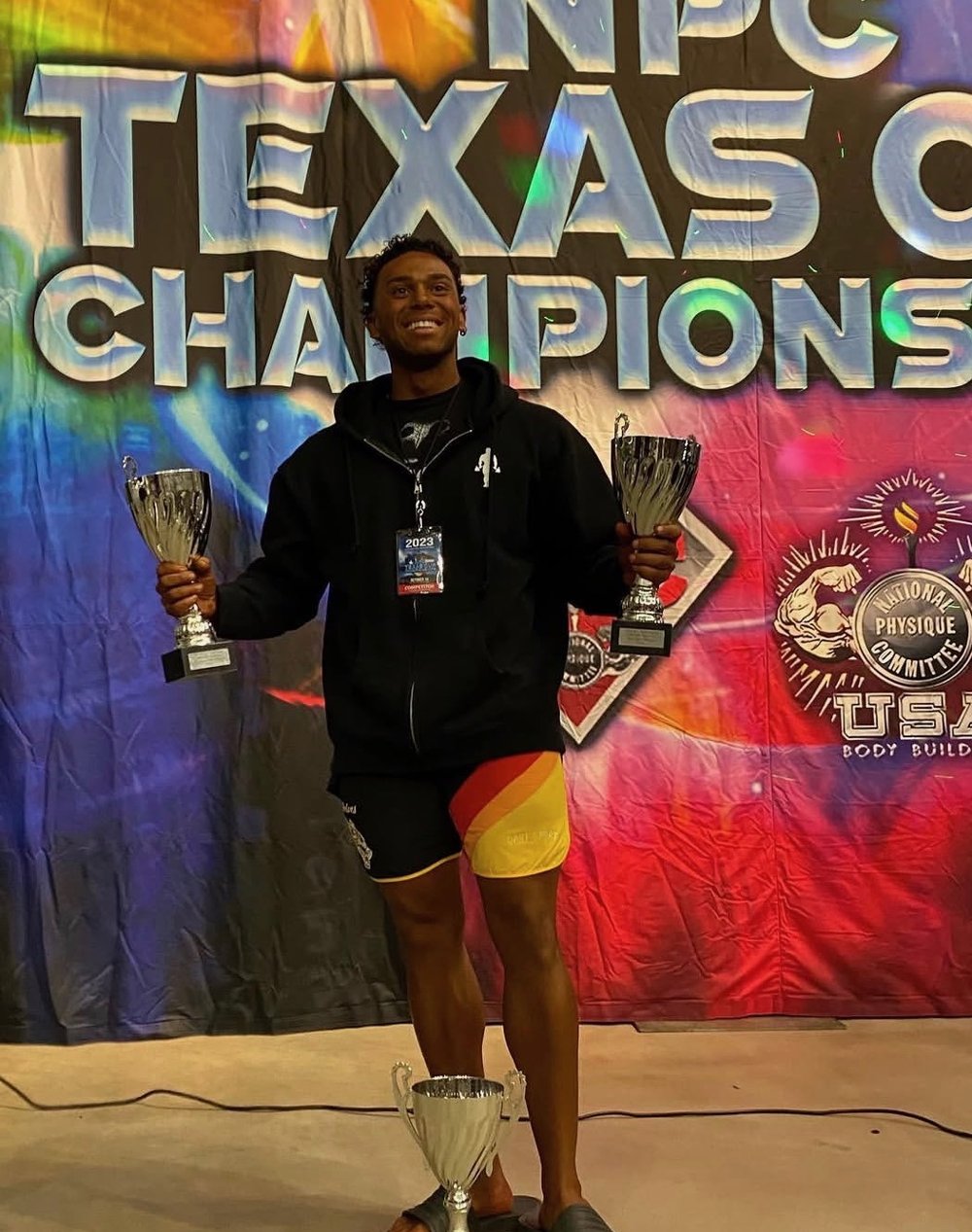 Dayton Malone with trophies at the 2023 NPC Texas Cup Championships